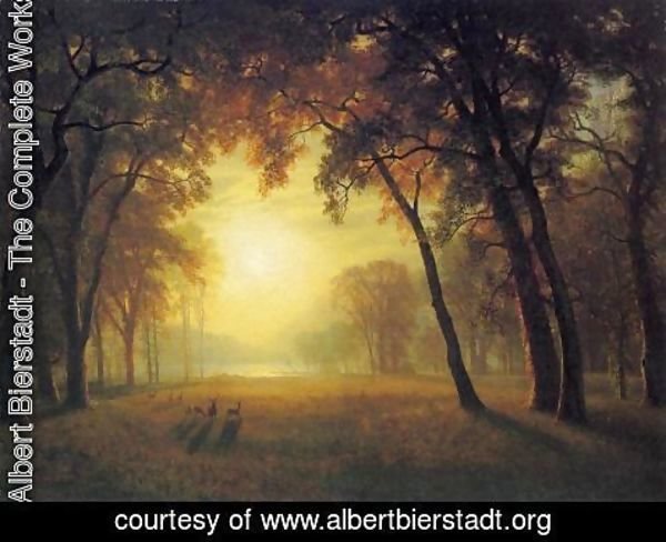 Albert Bierstadt - Deer in a Clearing