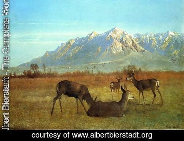 Albert Bierstadt - Deer in a Mountain Home