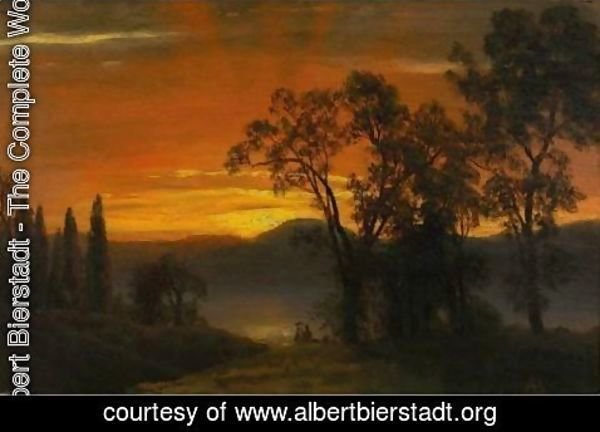 Albert Bierstadt - Sunset Over The River 2