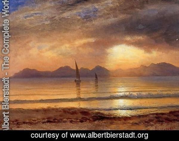 Albert Bierstadt - Sunset Over A Mountain Lake2