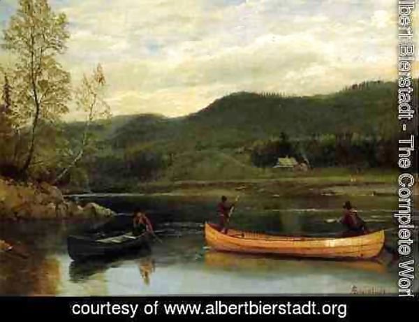 Albert Bierstadt - Men In Two Canoes