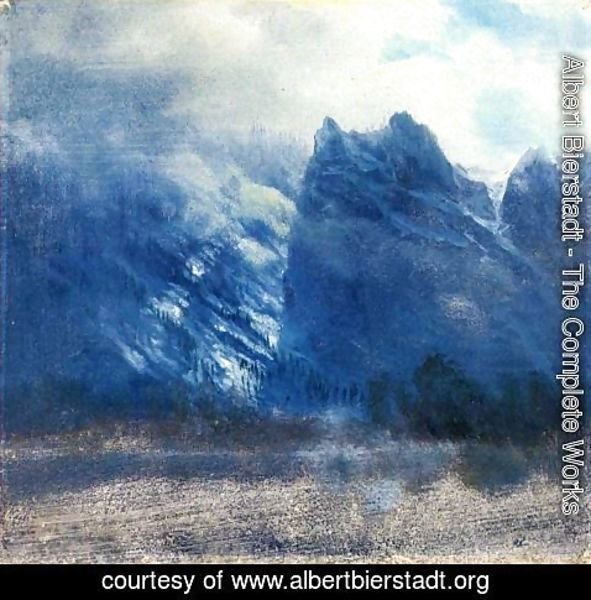 Albert Bierstadt - Yosemite Valley   Twin Peaks
