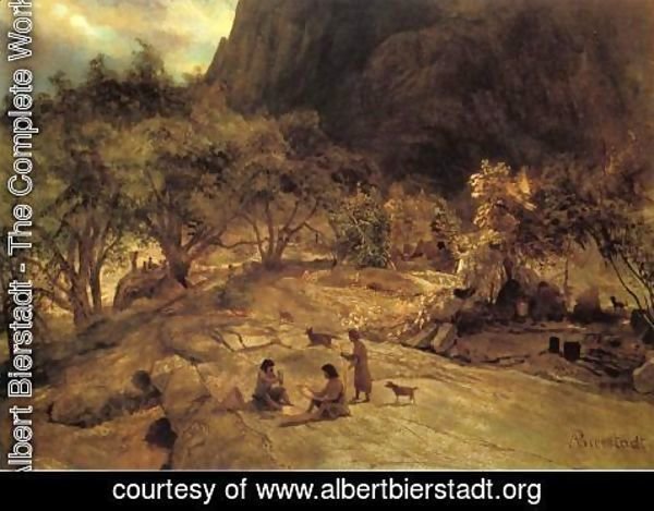 Albert Bierstadt - Mariposa Indian Encampment  Yosemite Valley  California
