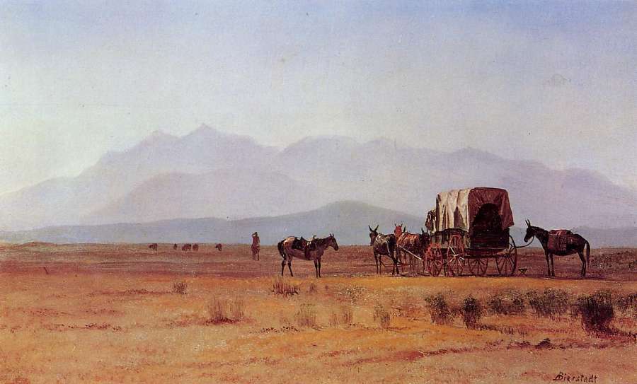 Surveyor's Wagon in the Rockies by Albert Bierstadt