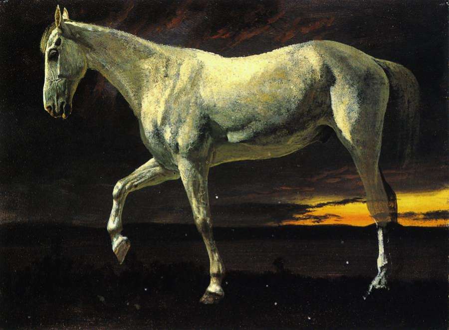 White Horse and Sunset by Albert Bierstadt