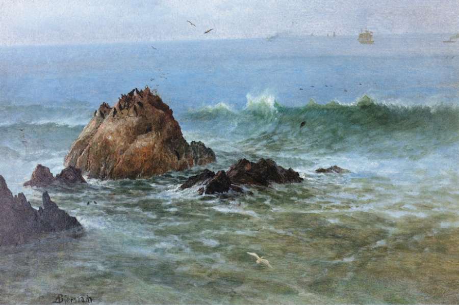 Seal Rocks off Pacific Coast, California by Albert Bierstadt