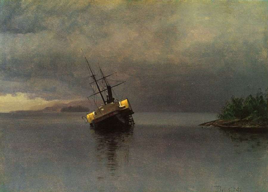 Ship sailing to the storm by Albert Bierstadt