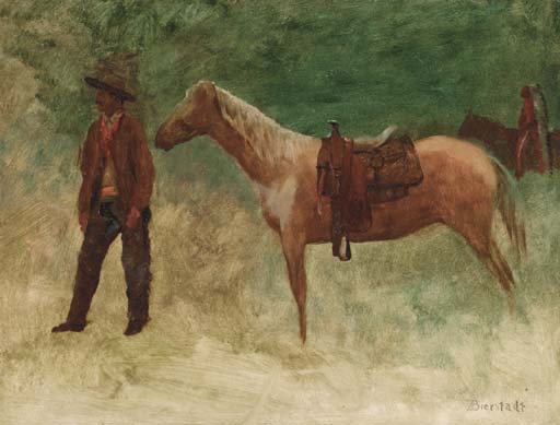 Standing Cowboy with Horse by Albert Bierstadt
