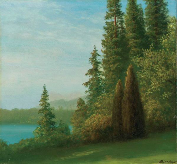 Landscape With Trees And Lake by Albert Bierstadt