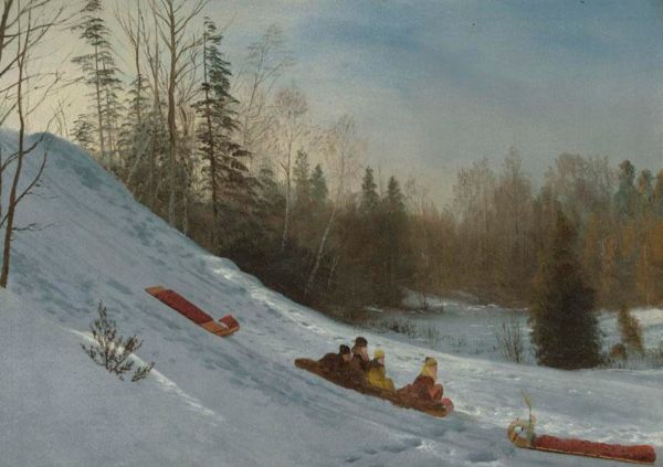 Tobogganing by Albert Bierstadt