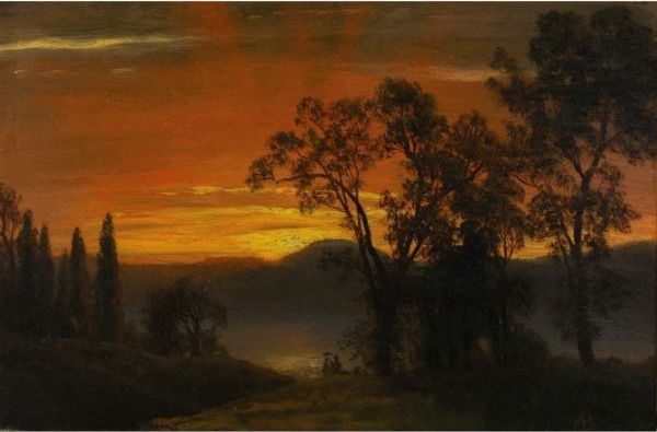 Sunset Over The River 2 by Albert Bierstadt
