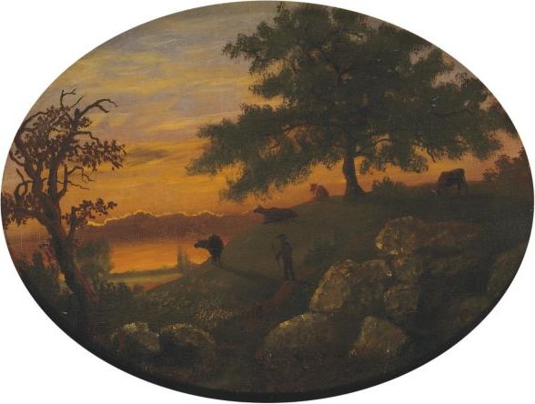 Cattle At Sunset by Albert Bierstadt