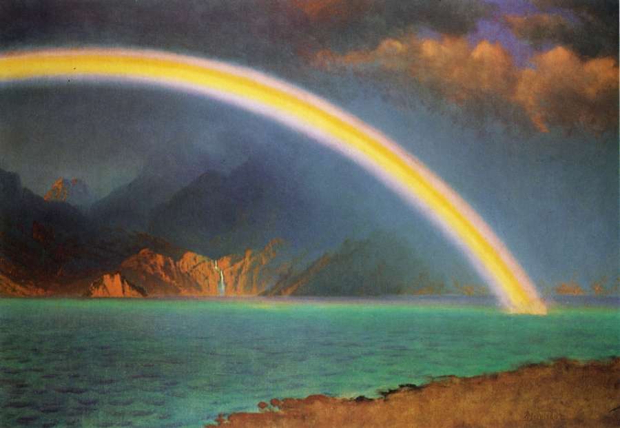 Rainbow over Jenny Lake, Wyoming by Albert Bierstadt