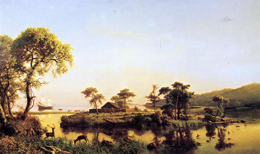 Gosnold At Cuttyhunk 1602 by Albert Bierstadt