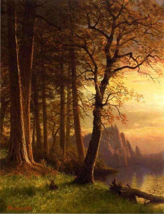 Sunset In California   Yosemite by Albert Bierstadt