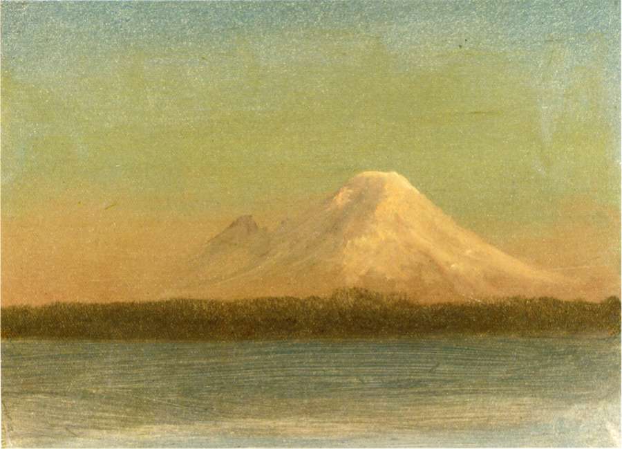 Snow Capped Moutain At Twilight by Albert Bierstadt