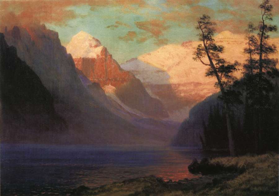 Evening Glow  Lake Louise by Albert Bierstadt