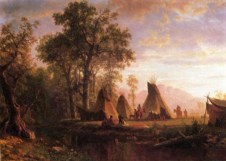 Indian Encampment  Late Afternoon by Albert Bierstadt