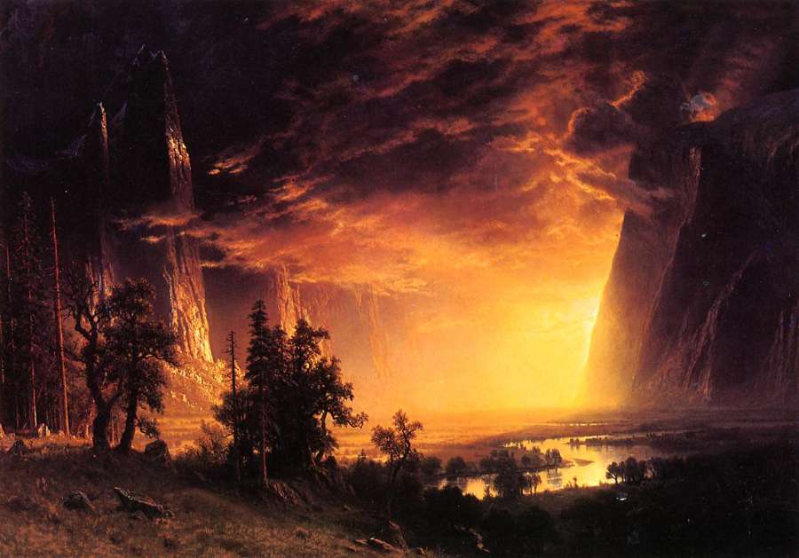 Sunset In The Yosemite Valley by Albert Bierstadt
