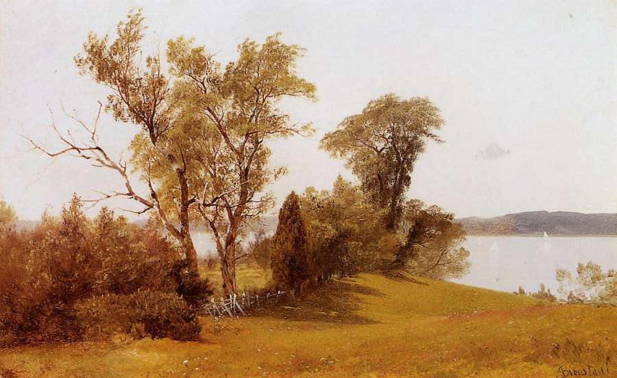 Sailboats On The Hudson At Irvington by Albert Bierstadt
