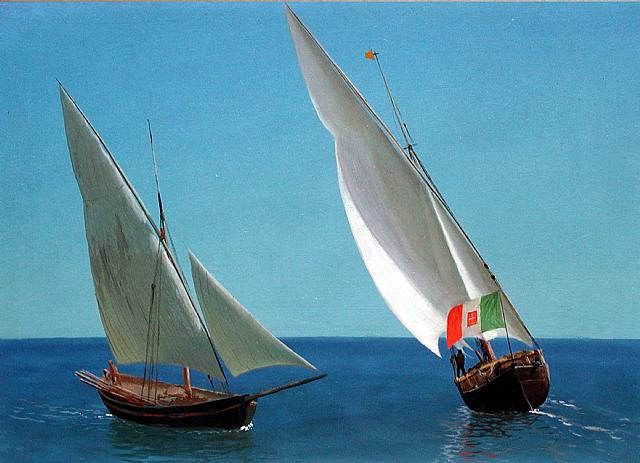 Sailing vessels off Capri by Albert Bierstadt