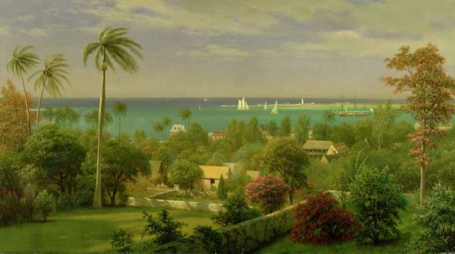 Panoramic View of the Harbour at Nassau in the Bahamas by Albert Bierstadt
