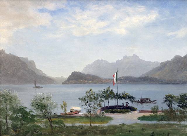 Lakeshore In Northern Italy,  c 1855 by Albert Bierstadt