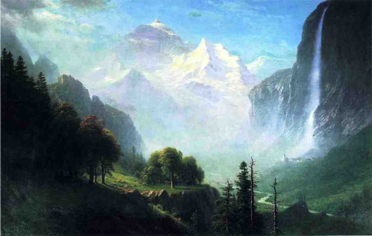 Staubbach Falls Near Lauterbrunnen Switzerland by Albert Bierstadt