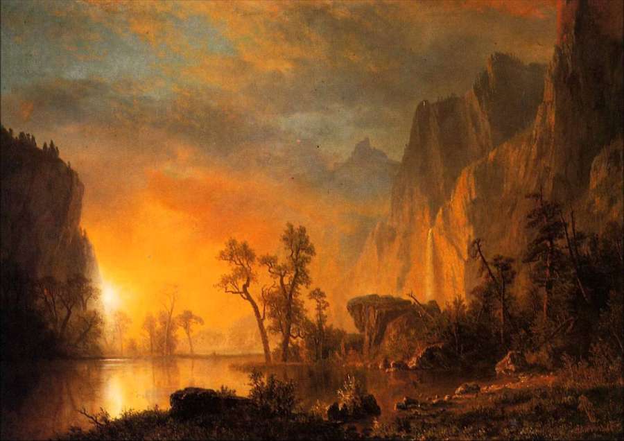Sunset In The Rockies by Albert Bierstadt