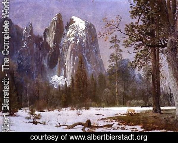 Albert Bierstadt - Cathedral Rocks, Yosemite Valley, Winter