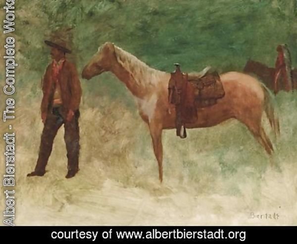 Albert Bierstadt - Standing Cowboy with Horse
