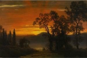 Albert Bierstadt - Sunset Over The River 2