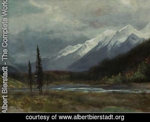 Albert Bierstadt - Mountain Landscape With Lake