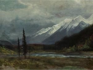 Albert Bierstadt - Mountain Landscape With Lake