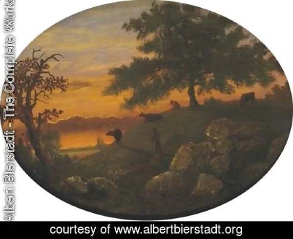 Albert Bierstadt - Cattle At Sunset