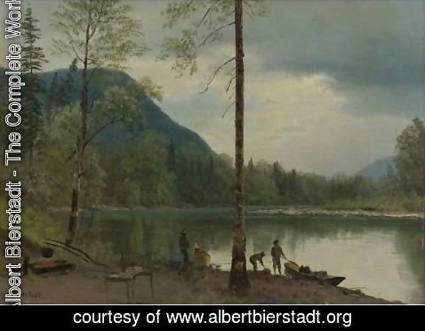 Albert Bierstadt - Campers With Canoes