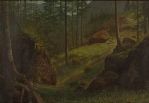 Albert Bierstadt - Wooded Hillside