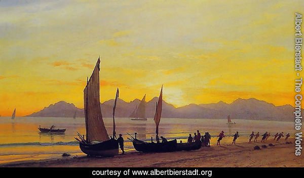 Boats Ashore At Sunset