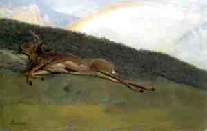 Albert Bierstadt - Rainbow Over A Fallen Stag