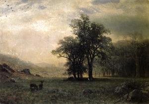Albert Bierstadt - Deer In A Landscape