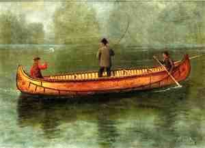 Albert Bierstadt - Fishing From A Canoe