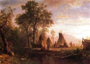 Albert Bierstadt - Indian Encampment  Late Afternoon