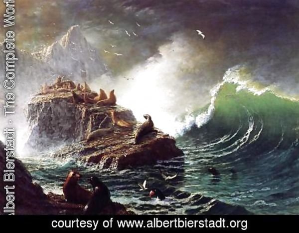 Albert Bierstadt - Seals On The Rocks  Farallon Islands